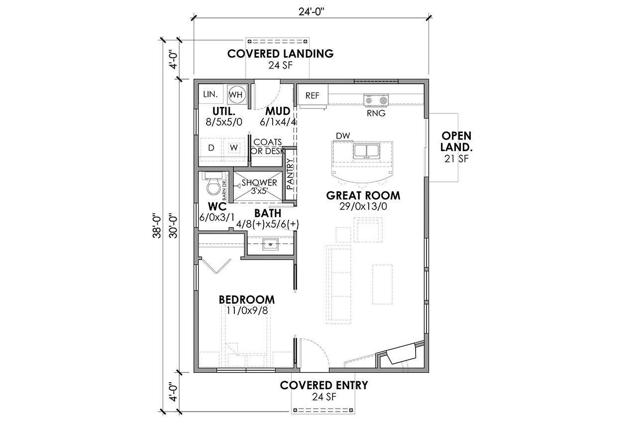 Modern House Plan - Myers 86985 - 1st Floor Plan