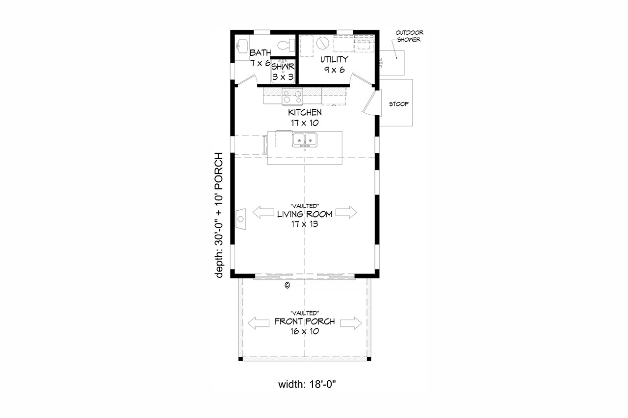 Cottage House Plan - Cottage Creek A 69537 - 1st Floor Plan