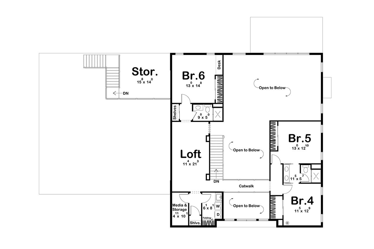 Modern House Plan - Gillette 77891 - 2nd Floor Plan
