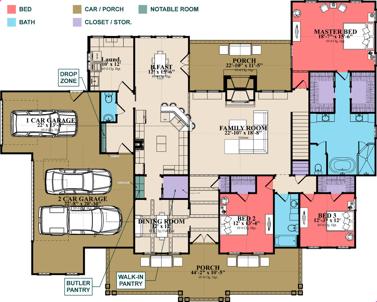 Traditional House Plan - Hemingway 51009 - 1st Floor Plan