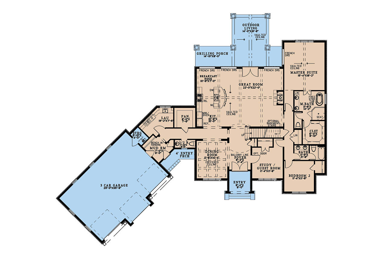 European House Plan - Mansard Manor 11951 - 1st Floor Plan