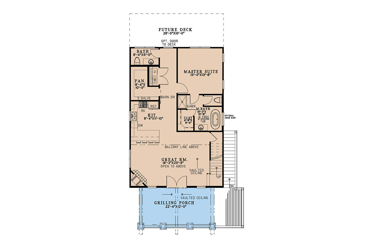 Mountain Rustic House Plan - River Falls Cabin 87737 - 1st Floor Plan