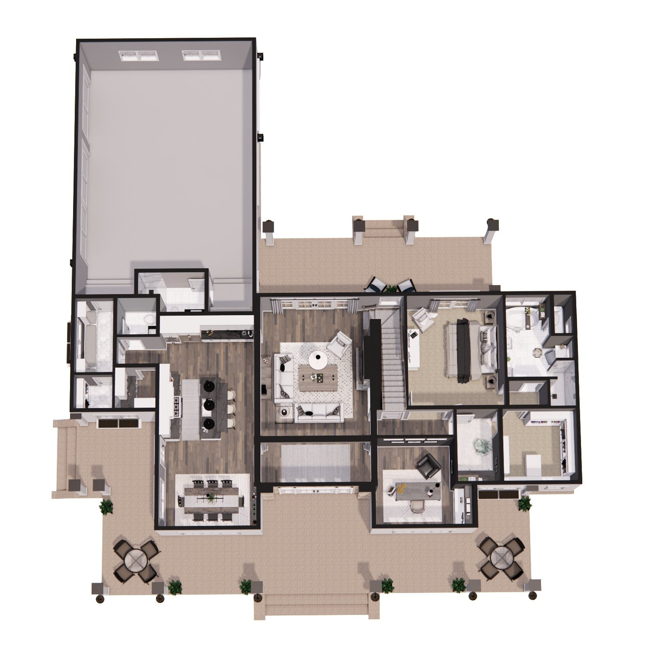 Farmhouse House Plan - Misty Falls 60386 - 1st Floor Plan Dollhouse - 