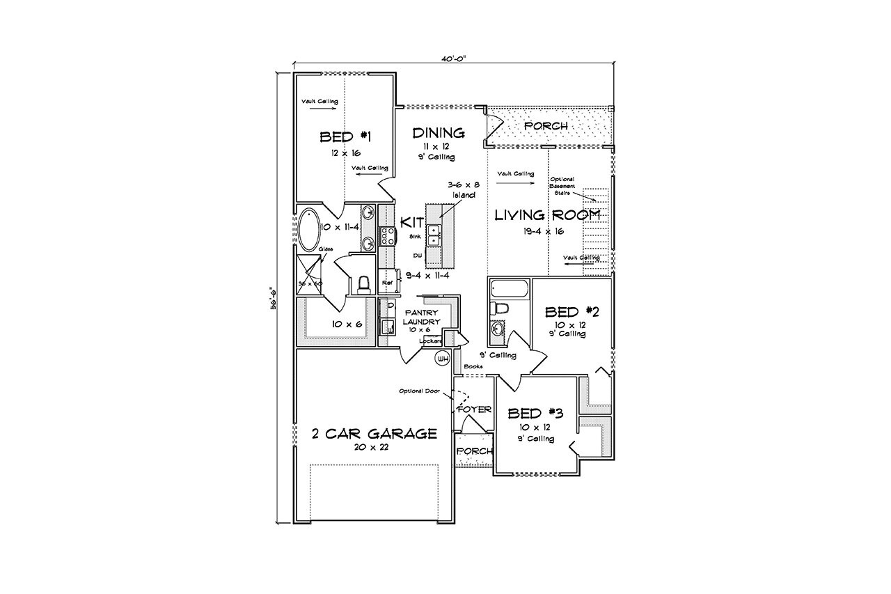 Cottage House Plan - 75045 - 1st Floor Plan