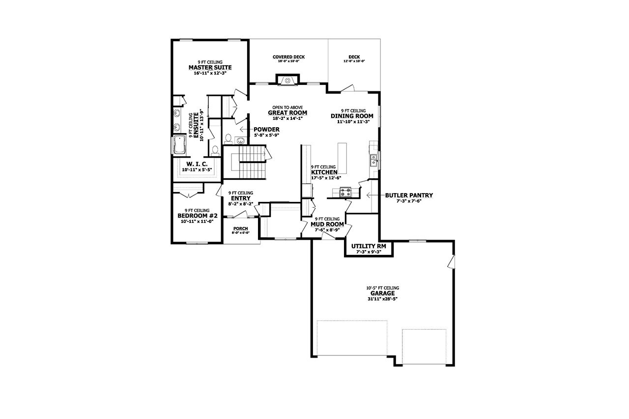 Craftsman House Plan - Sierra 14002 - 1st Floor Plan