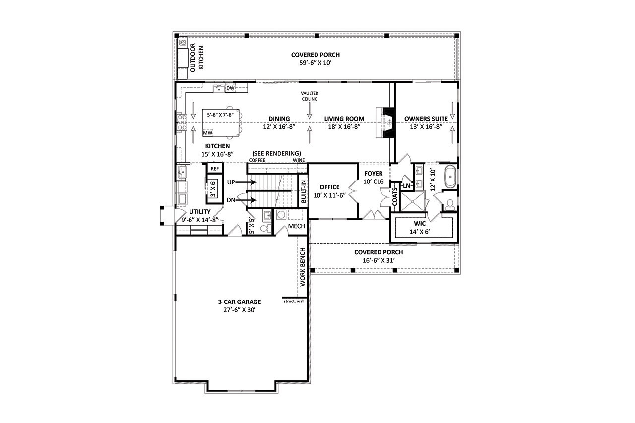 Farmhouse House Plan - White Lily 55602 - 1st Floor Plan