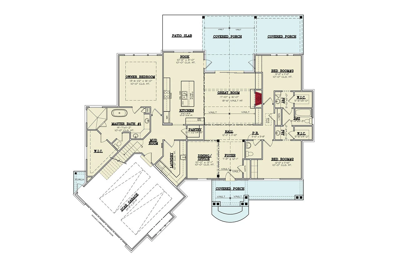 Craftsman House Plan - Snowfall 35798 - 1st Floor Plan