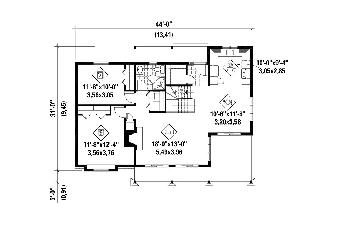 Country House Plan - 88546 - 1st Floor Plan