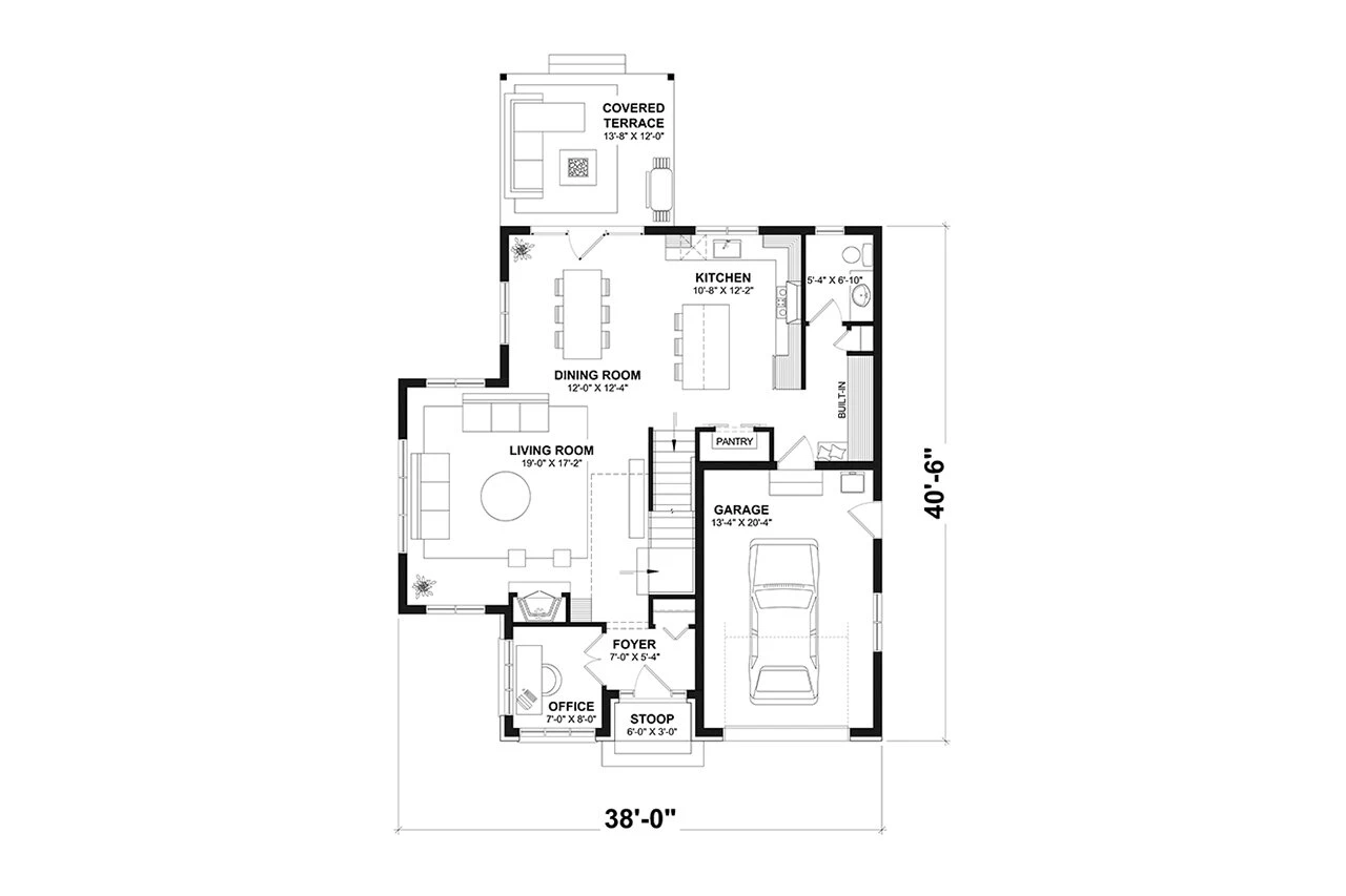 European House Plan - Leana 80861 - 1st Floor Plan