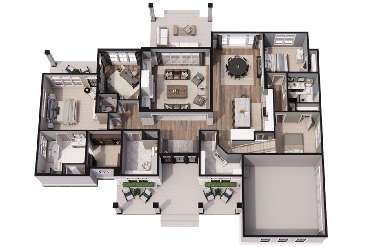 Country House Plan - St. Martin - 47749 - 1st Floor Plan Dollhouse - 
