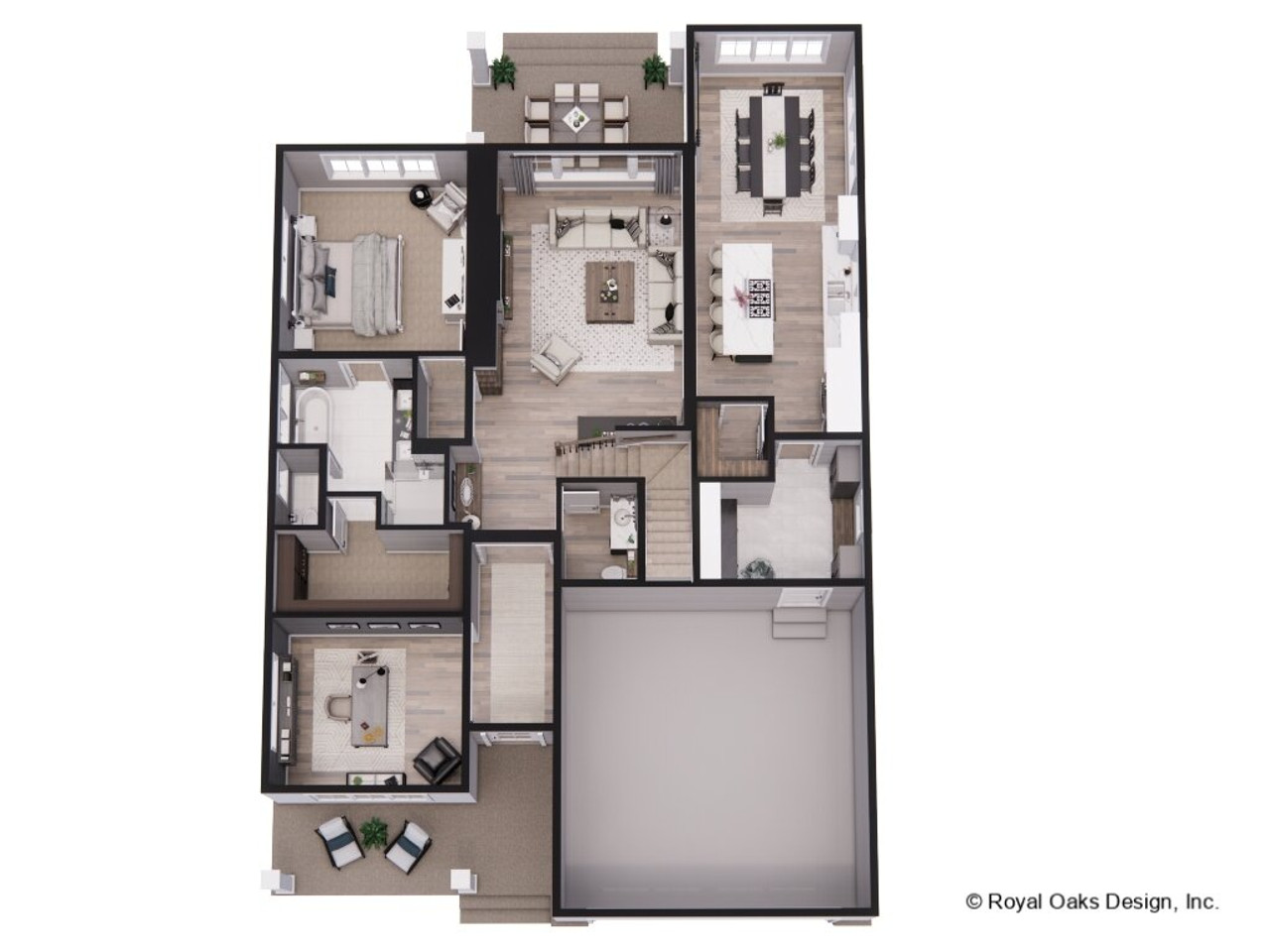 Farmhouse Style Plan Emerald - 1st Floor Plan - Dollhouse - 