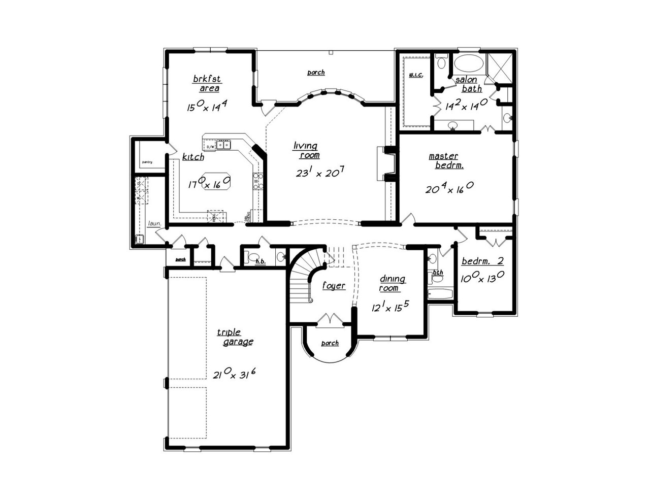 European House Plan - 46801 - 1st Floor Plan