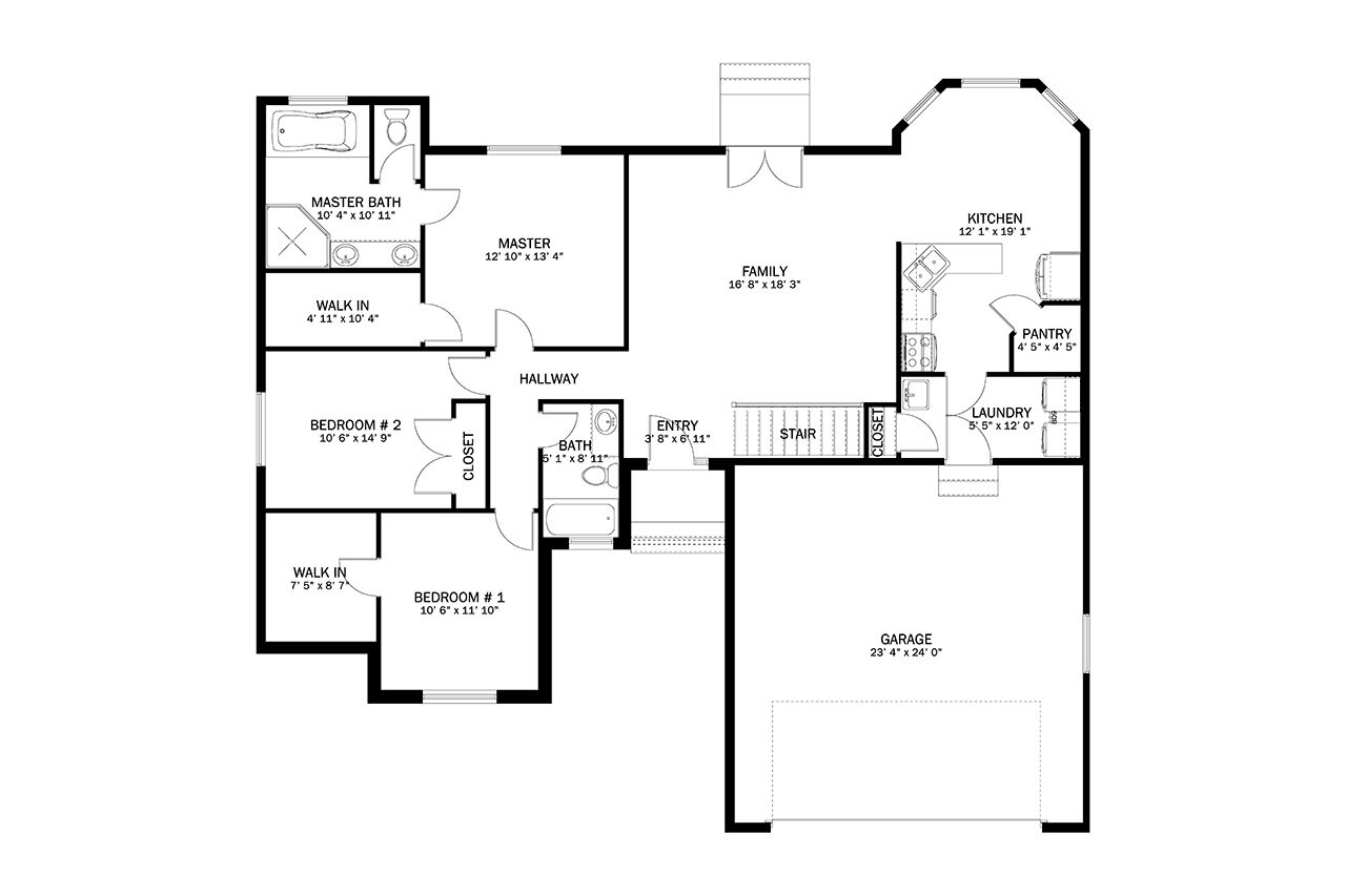 Ranch House Plan - Vintage 41788 - 1st Floor Plan