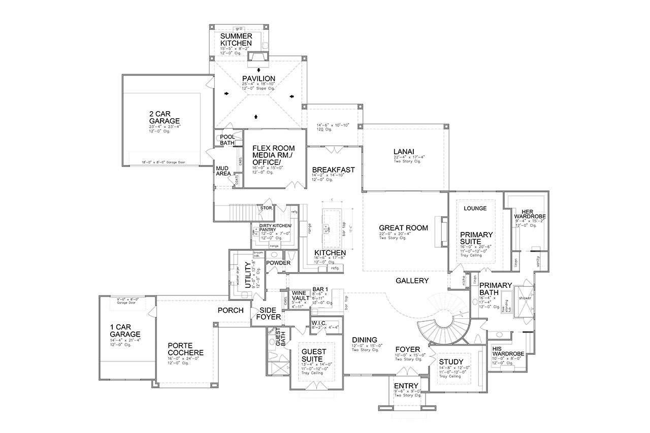 Modern House Plan - 39570 - 1st Floor Plan