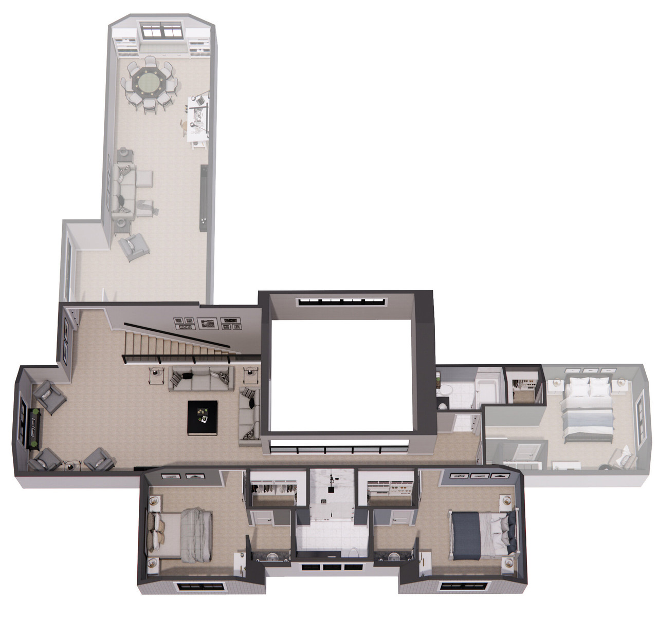 Farmhouse House Plan - Autumn Ridge 49245 - 2nd Floor Plan Dollhouse - 