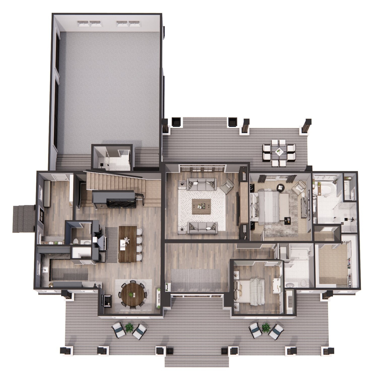 Farmhouse House Plan - Stone Haven 14550 - 1st Floor Plan Dollhouse - 