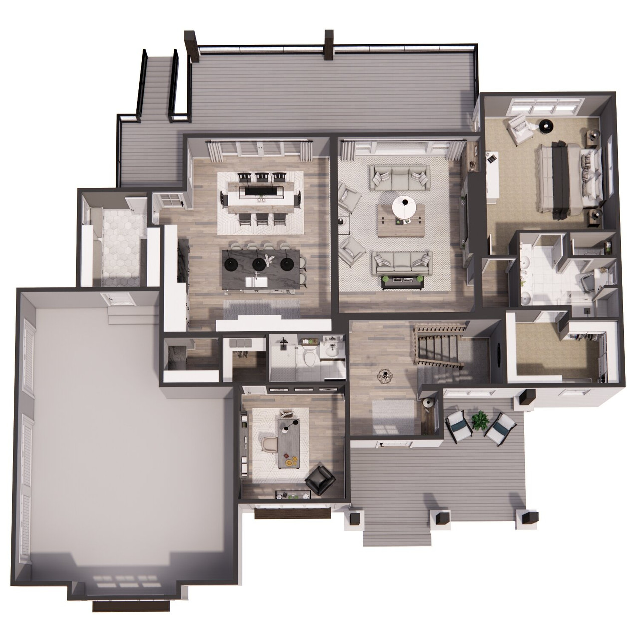 Farmhouse House Plan - Aurora Borealis 49080 - 1st Floor Plan Dollhouse - 