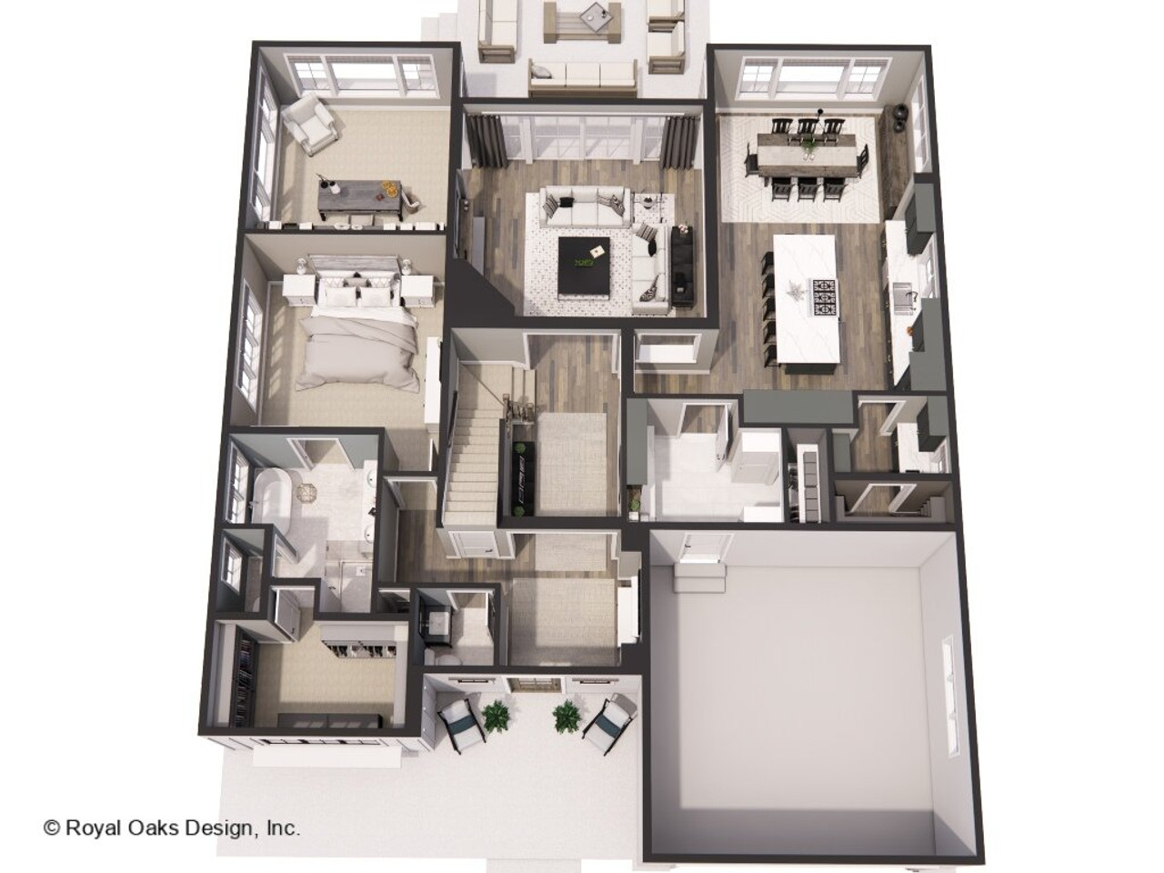 Farmhouse Style Plan - Middlebrook - Aerial First Floor Plan - 