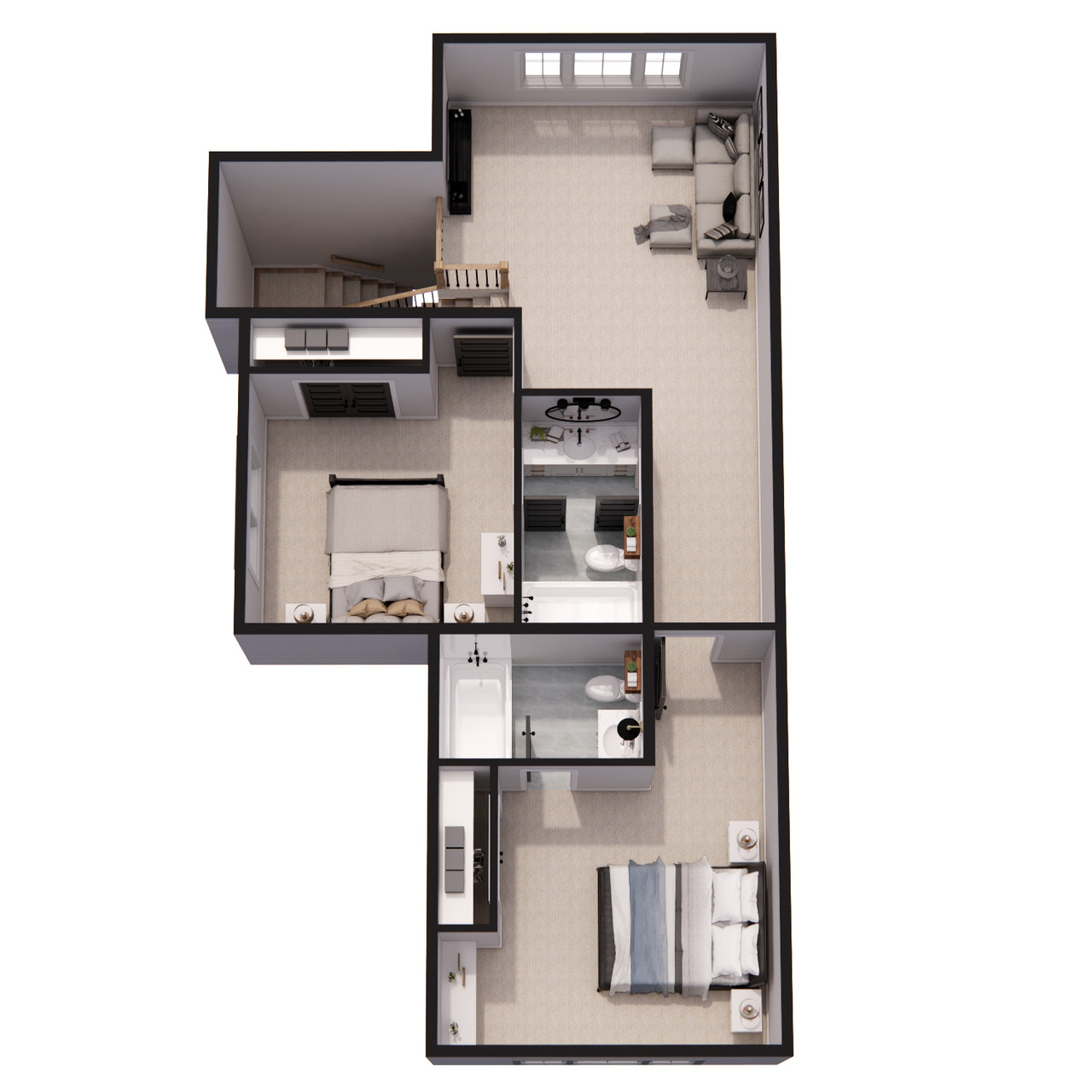 Country Style Plan - Hayfield - Aerial Second Floor Plan - 