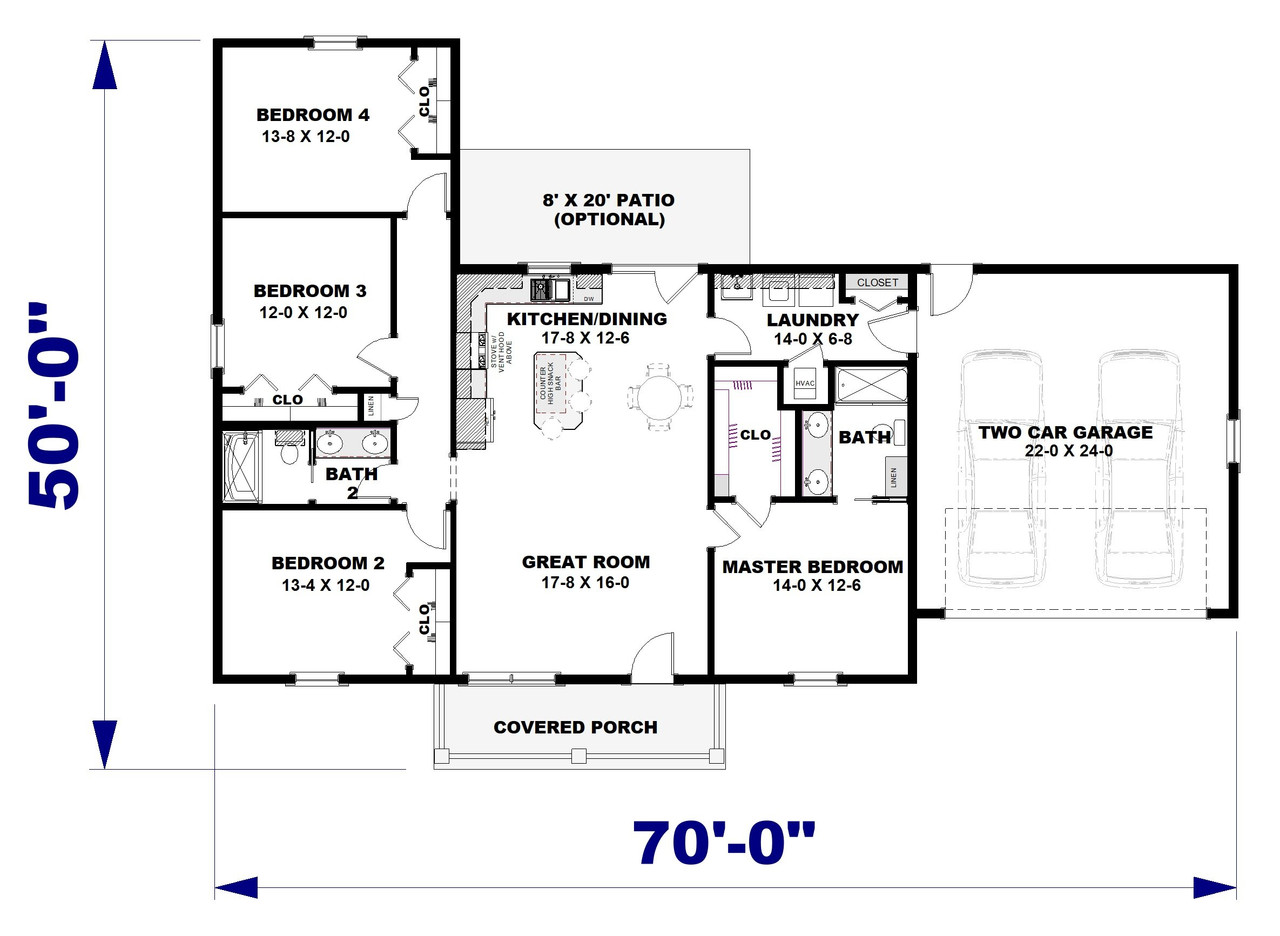 Country House Plan - 47060 - 1st Floor Plan