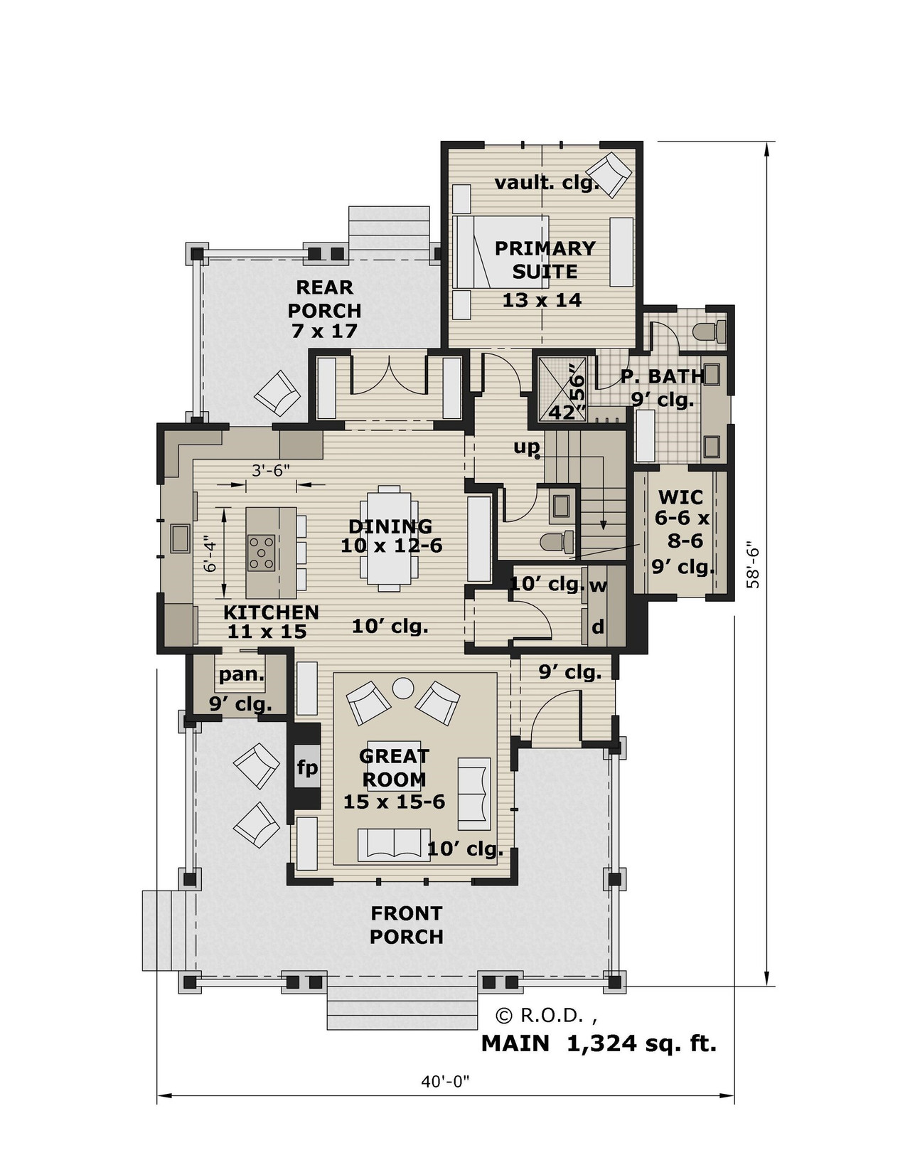 Farmhouse House Plan - Prescott 14705 - 1st Floor Plan