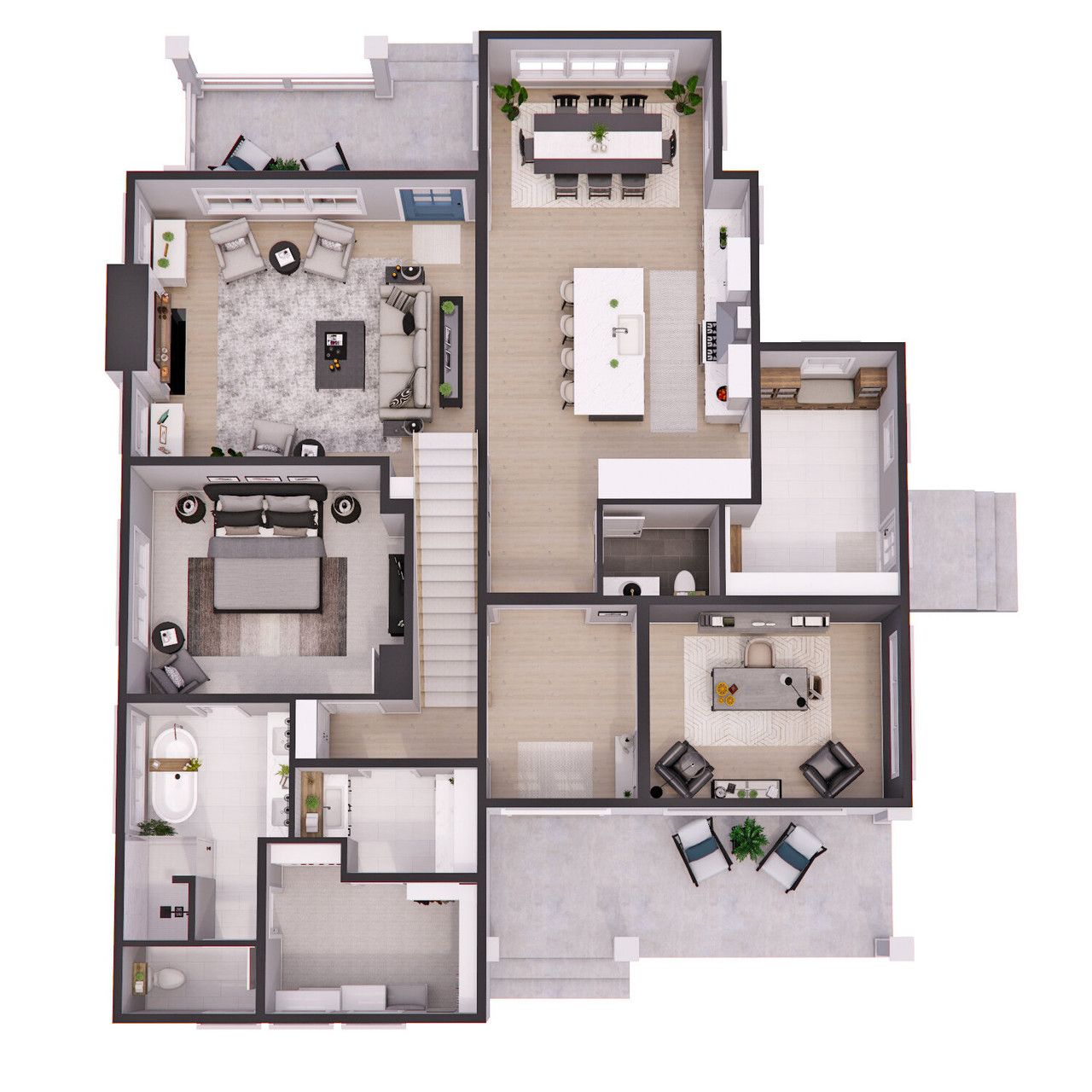 Farmhouse House Plan - Michaela Marie 15585 - 1st Floor Plan Dollhouse - 