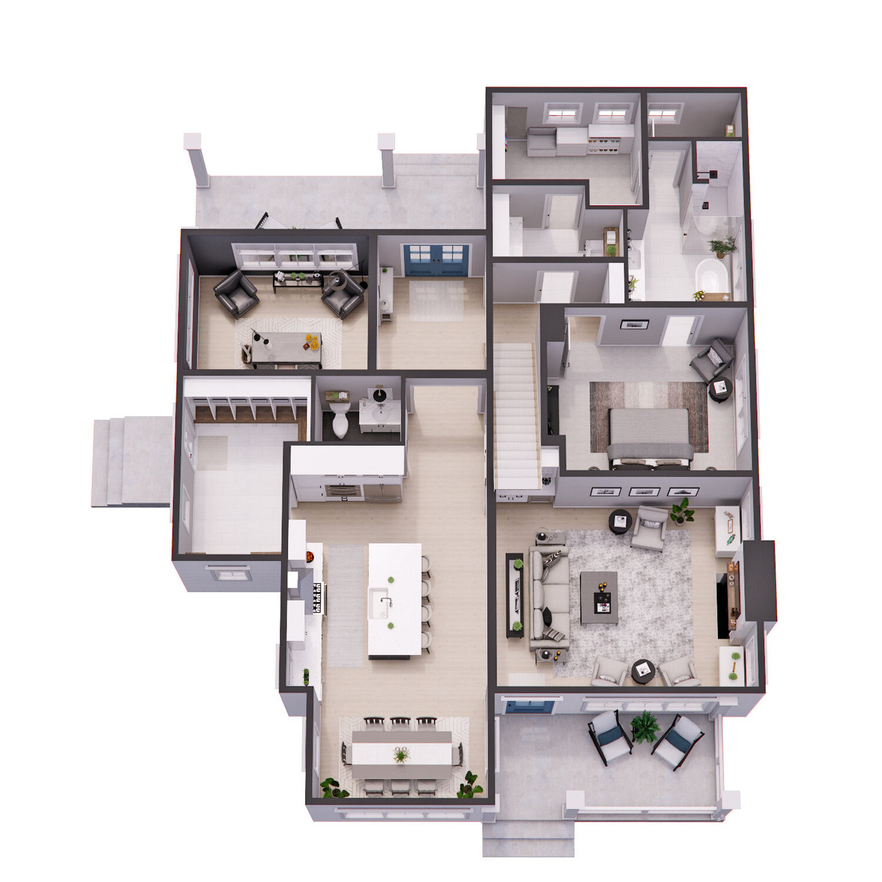 Farmhouse House Plan - Maisie 16544 - 1st Floor Plan Dollhouse - 