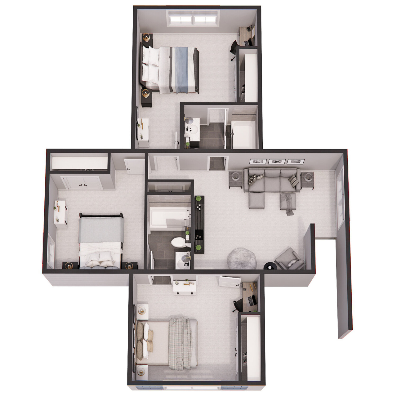 Farmhouse House Plan - Marilyn 53509 - 2nd Floor Plan Dollhouse - 