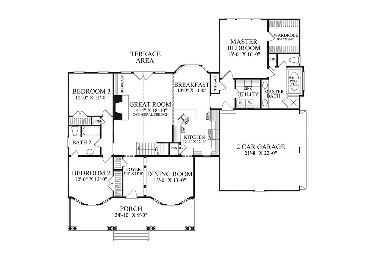 Country House Plan - Winnabow 95435 - 1st Floor Plan