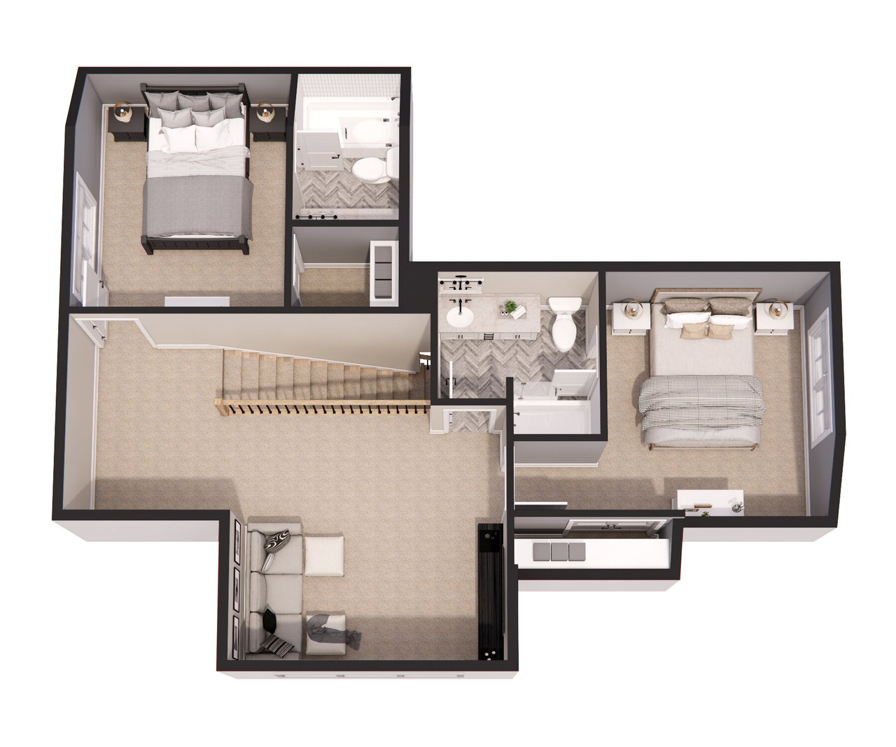Farmhouse House Plan - Brighton Meadows 31374 - 2nd Floor Plan Dollhouse - 