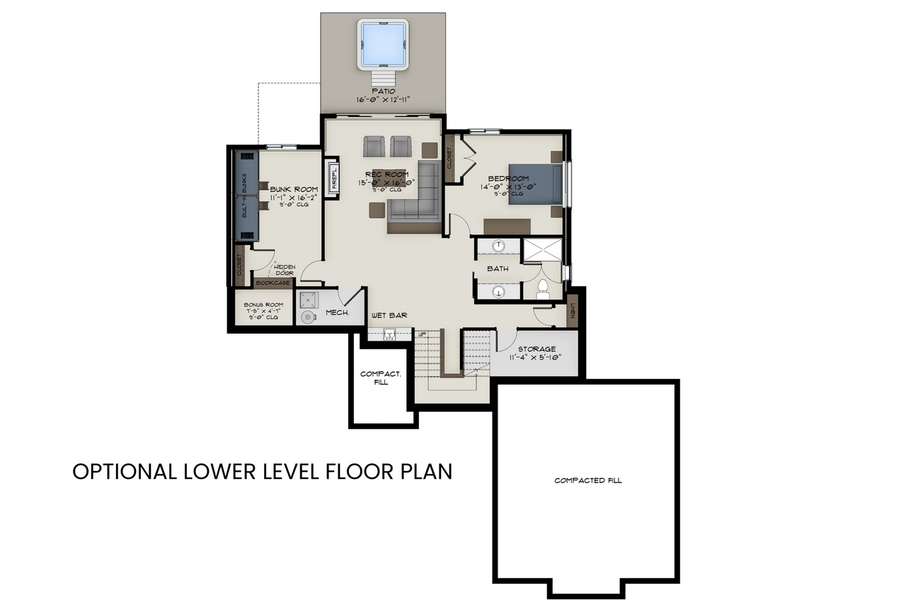 Mountain Rustic House Plan - Arctic Lupine 47306 - Basement Floor Plan