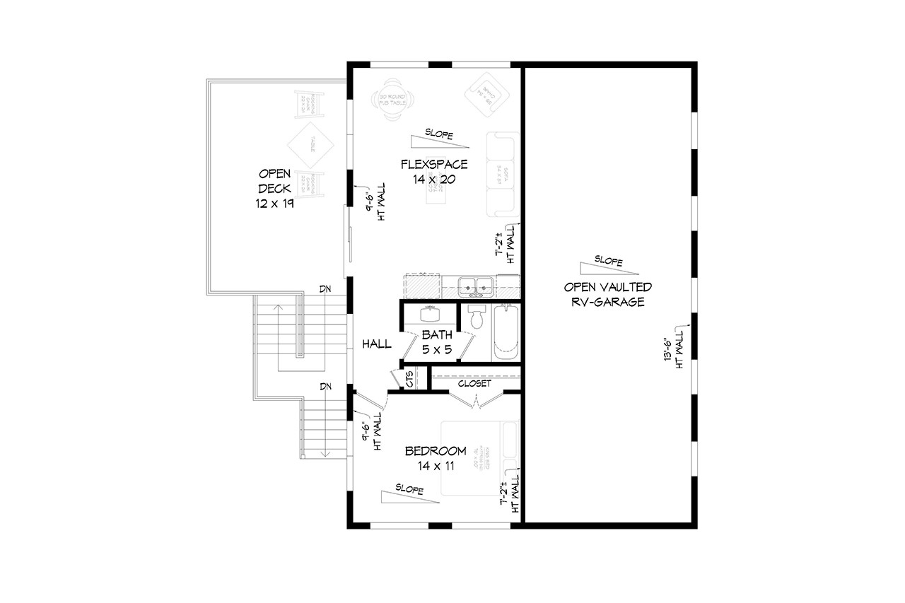 Secondary Image - Contemporary House Plan - Clear Creek Garage 90782 - 2nd Floor Plan