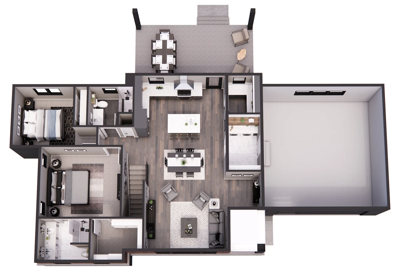 Contemporary House Plan - Bayfield 99495 - 1st Floor Plan Dollhouse - 