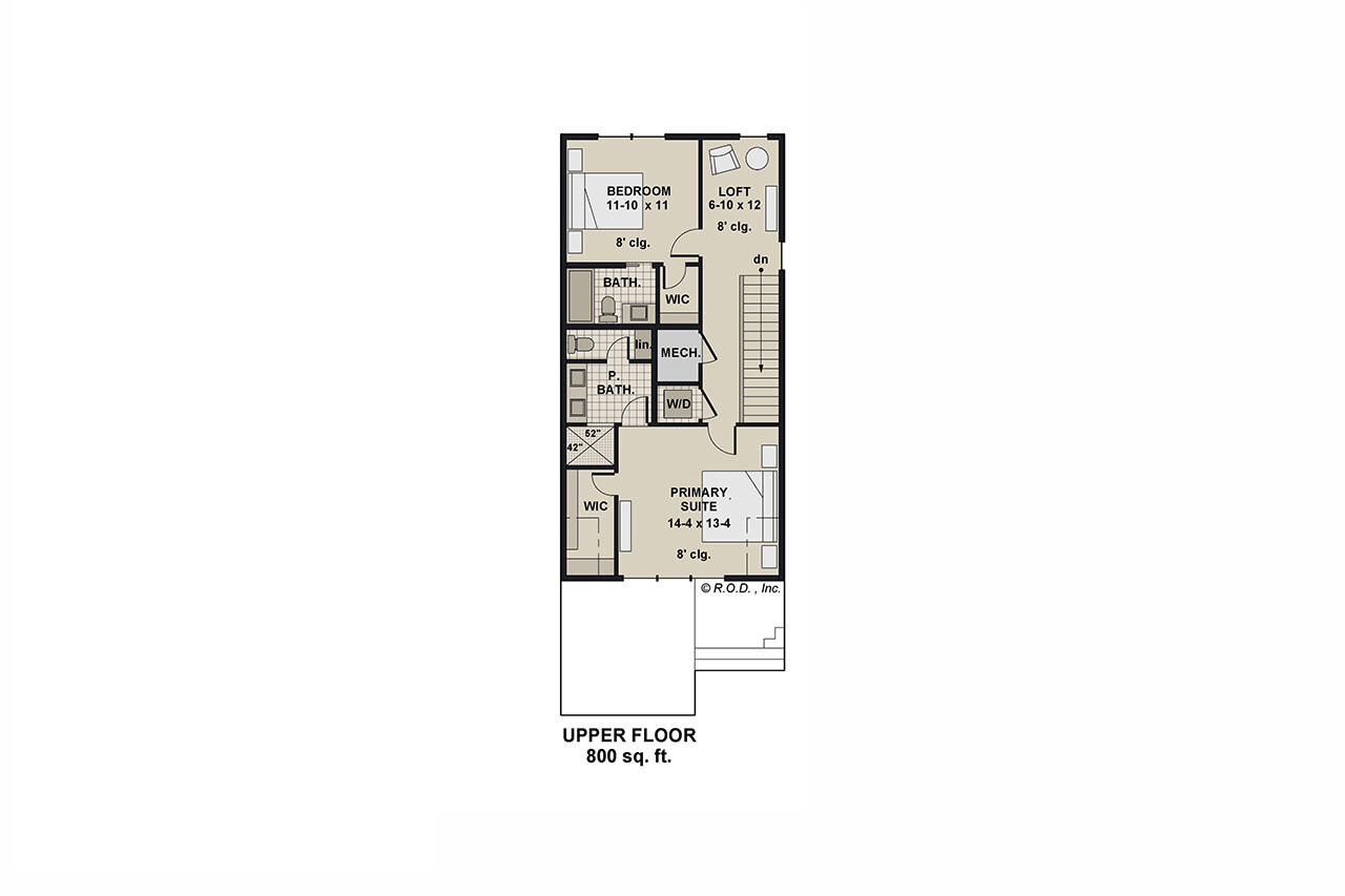 Secondary Image - Craftsman House Plan - Conrad 61803 - 2nd Floor Plan