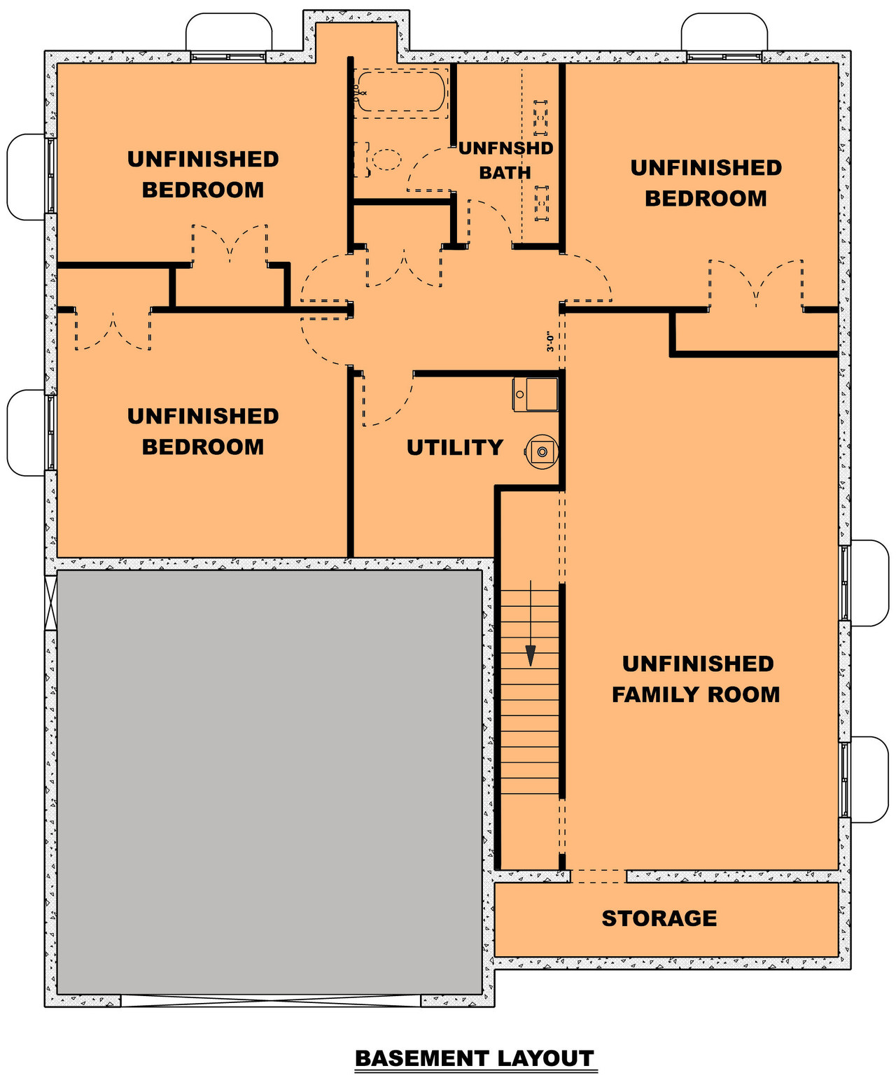 Craftsman House Plan - The Courtney 46998 - Basement Floor Plan