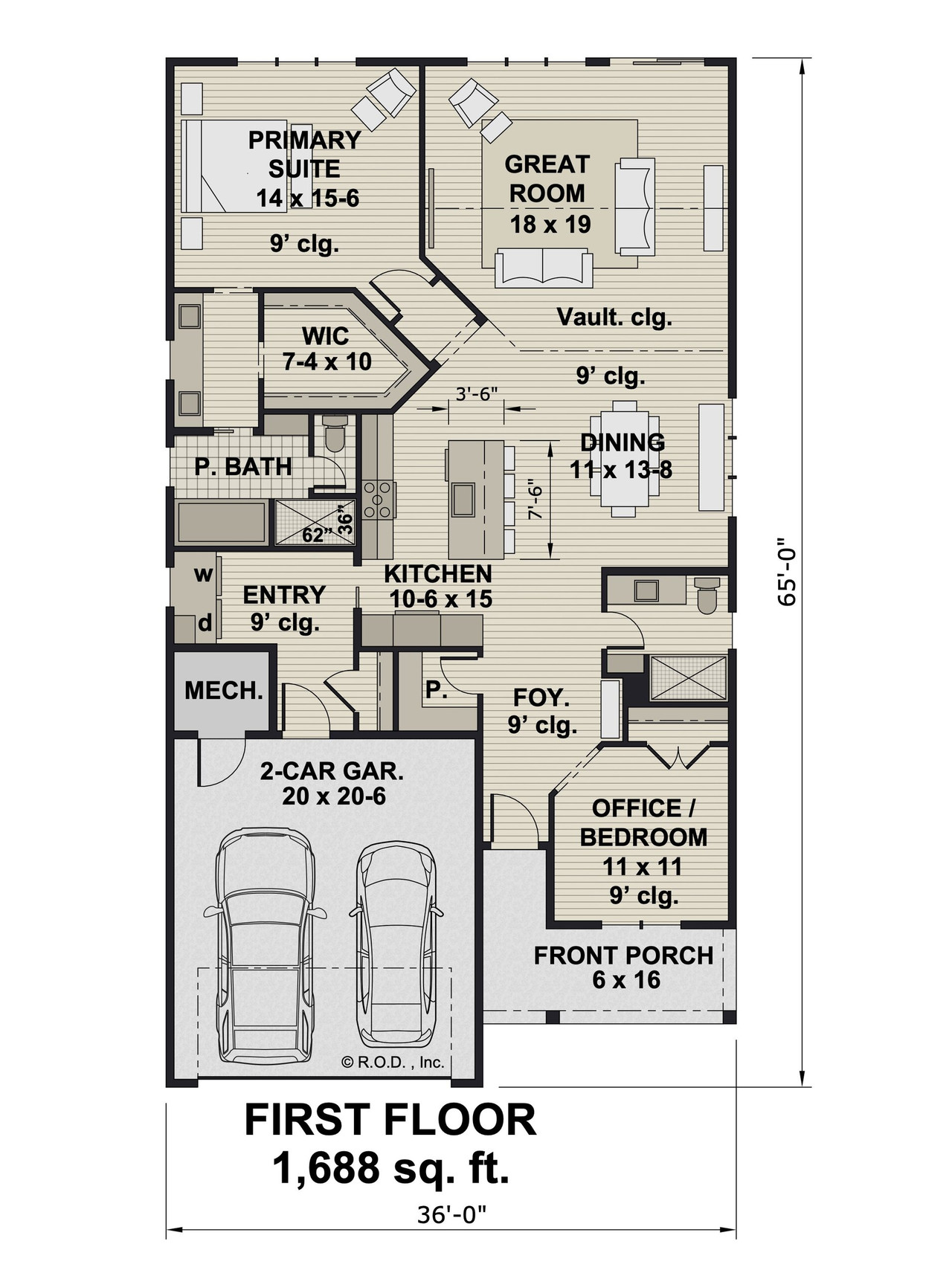 Craftsman House Plan - Cecilia 99180 - 1st Floor Plan