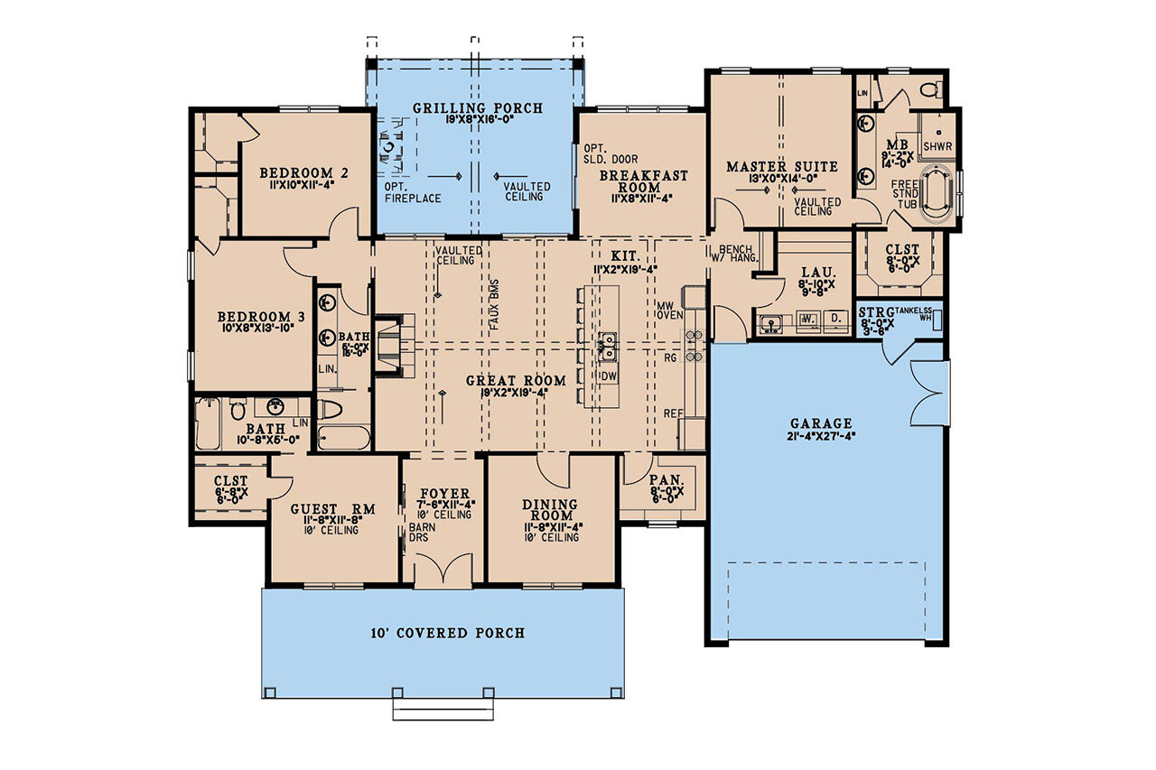 Farmhouse House Plan - Willow Creek Farms 72428 - 1st Floor Plan