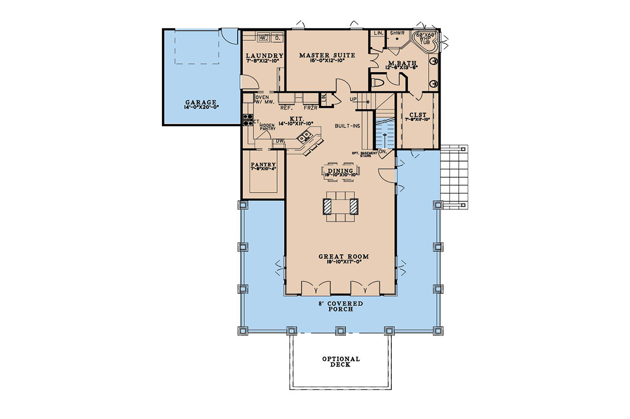 Mountain Rustic House Plan - Stone Creek Falls 81104 - 1st Floor Plan