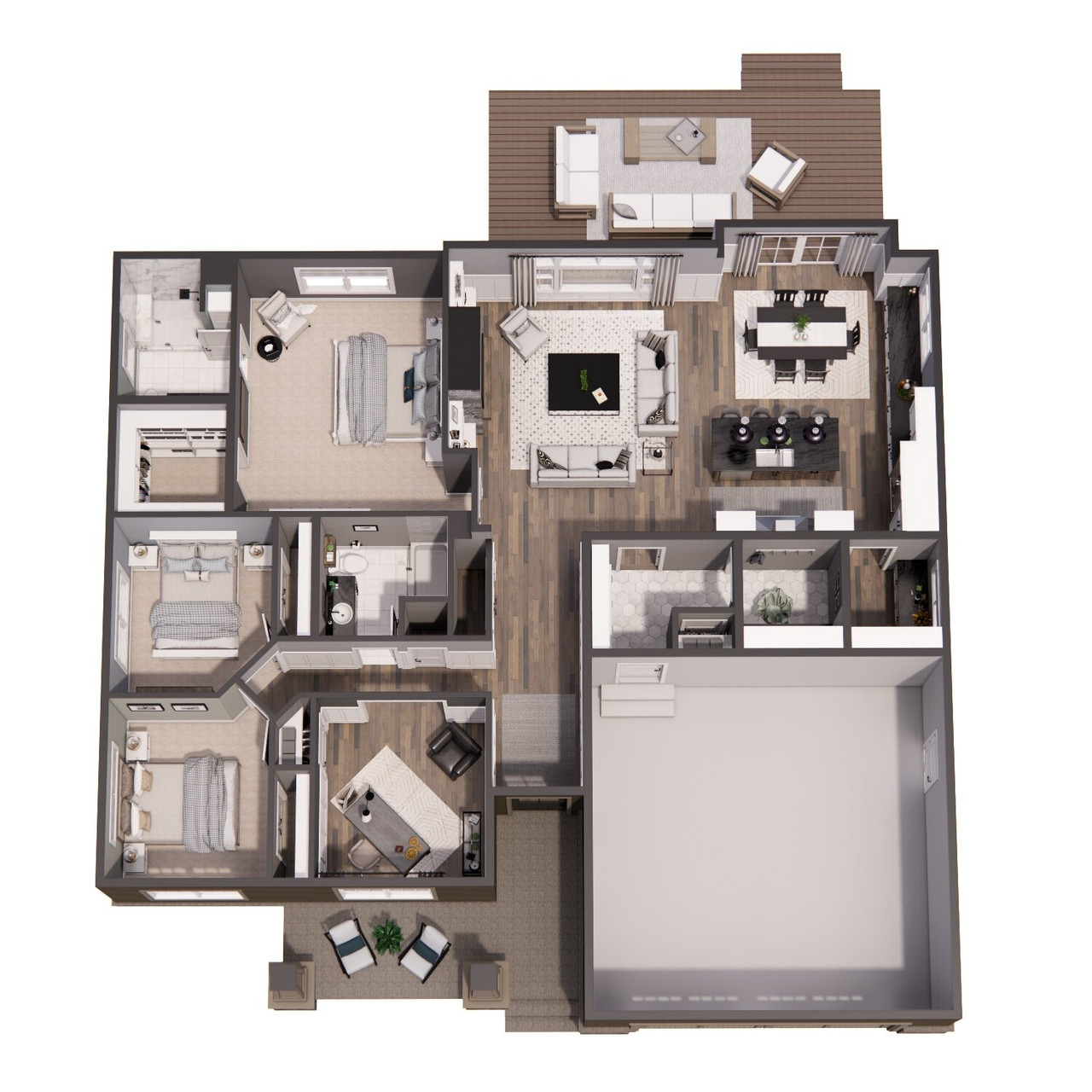 Craftsman House Plan - Shady Oak 41012 - 1st Floor Plan Dollhouse - 