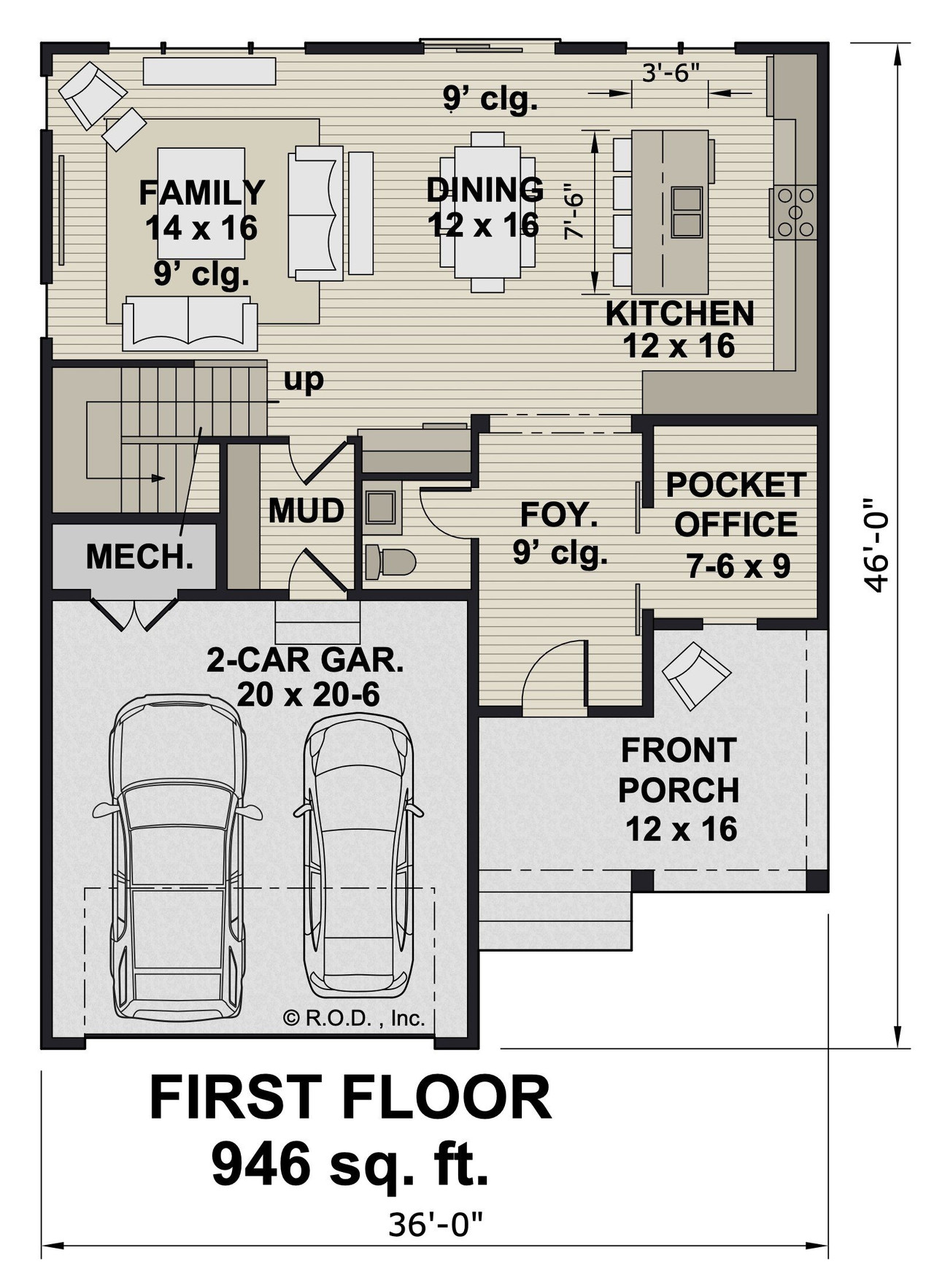 Craftsman House Plan - Redford 14965 - 1st Floor Plan