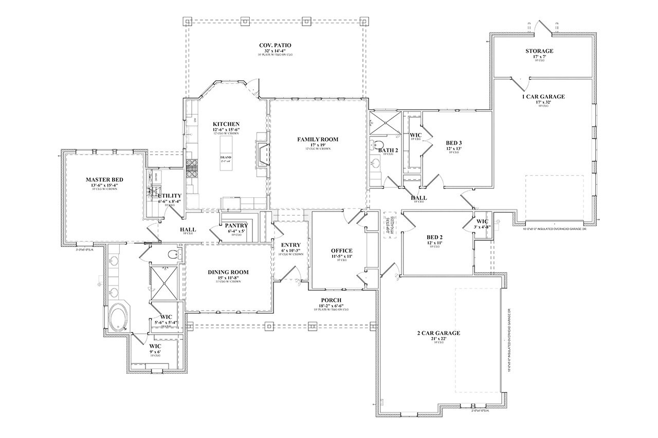 Ranch House Plan - 41453 - 1st Floor Plan