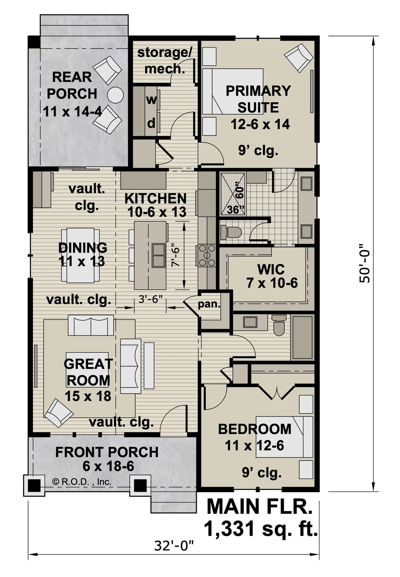 Bungalow House Plan - South Port 89834 - 1st Floor Plan
