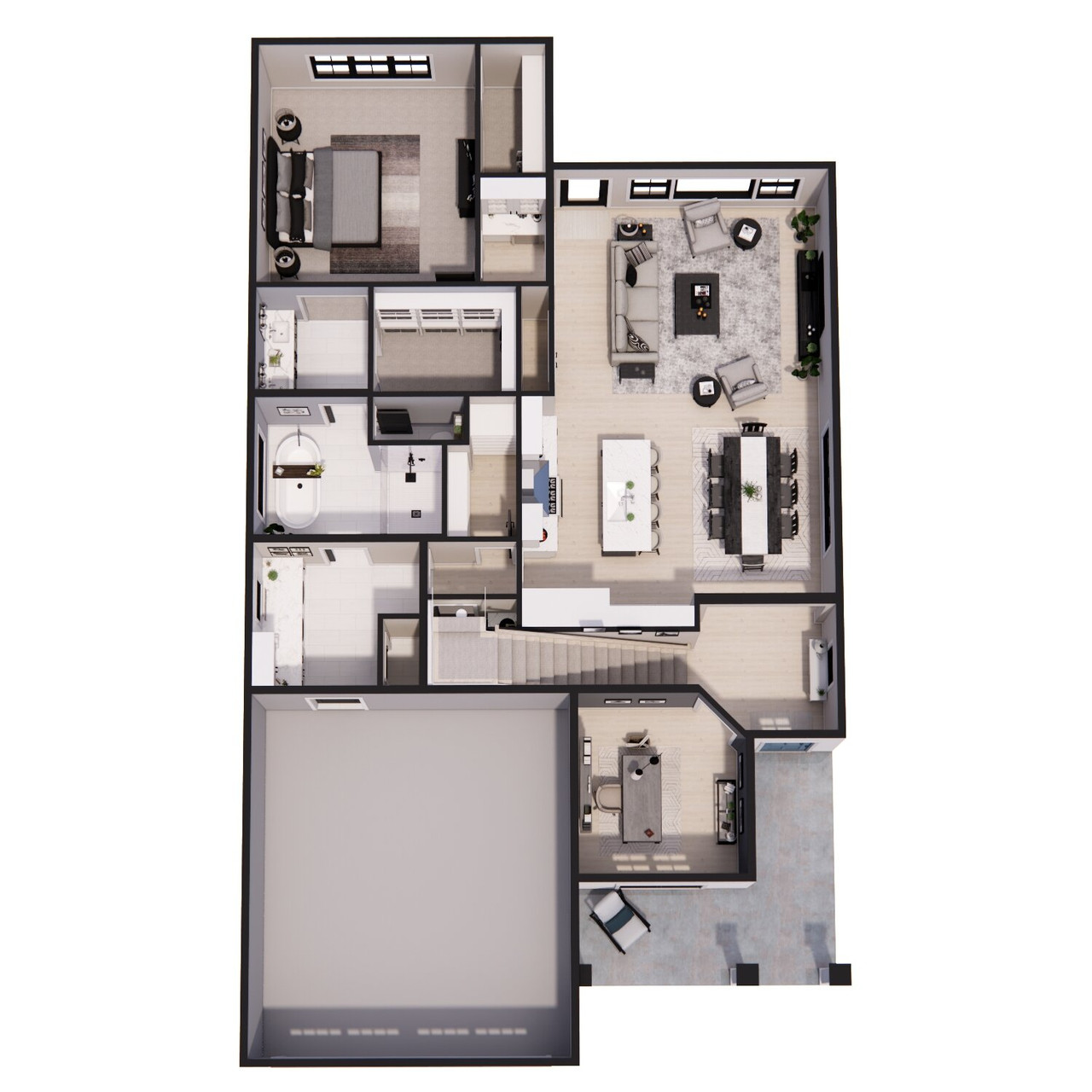 Farmhouse House Plan - Villanova 72886 - 1st Floor Plan Dollhouse - 