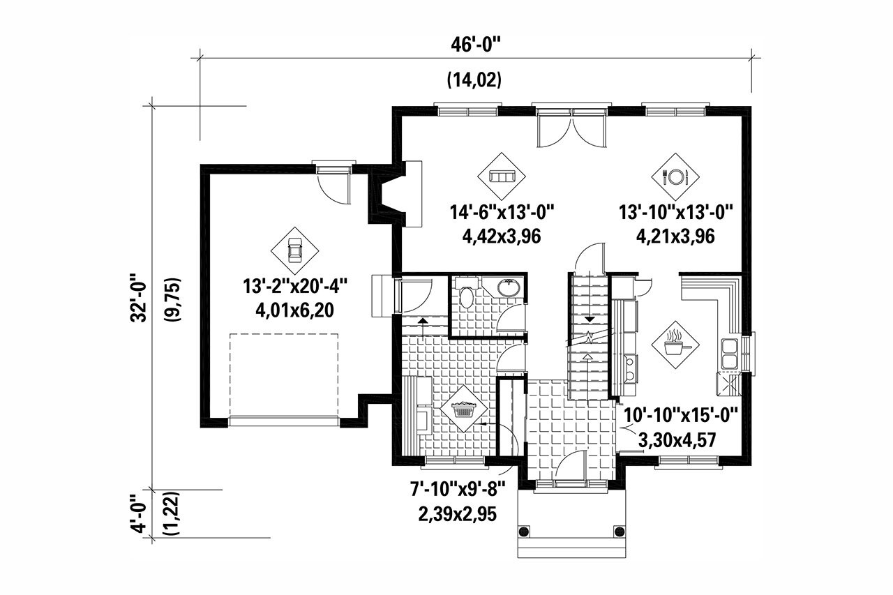 French Country House Plan - 53267 - 1st Floor Plan