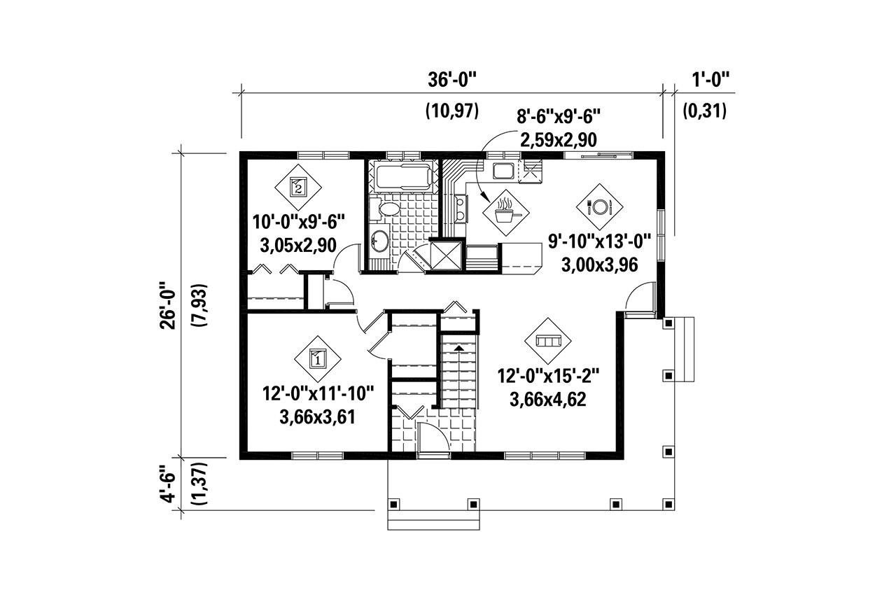 Craftsman House Plan - 73291 - 1st Floor Plan
