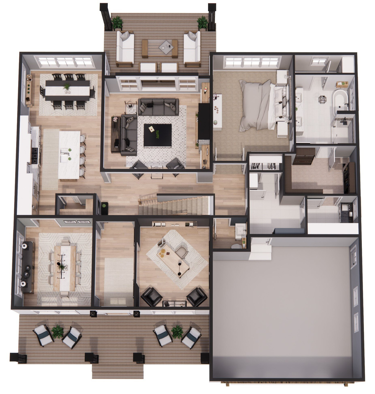 Farmhouse House Plan - Shadow Creek 24734 - 1st Floor Plan Dollhouse - 