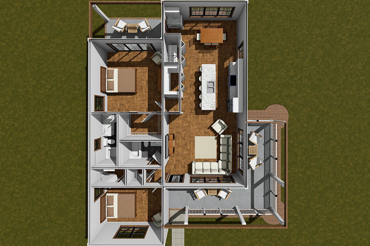 Country House Plan - 24471 - Aerial Floor Plan - 