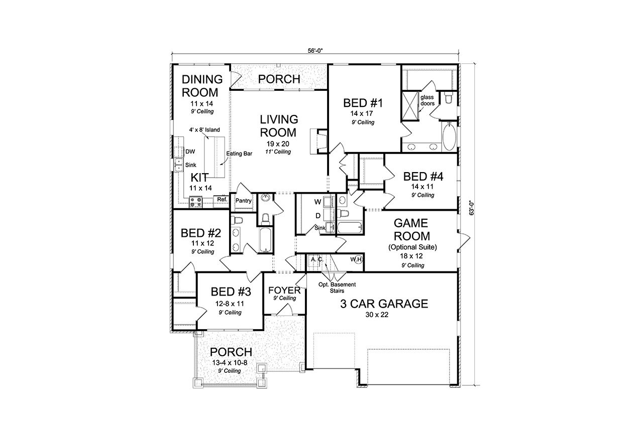 Traditional House Plan - Cedar View 34887 - 1st Floor Plan
