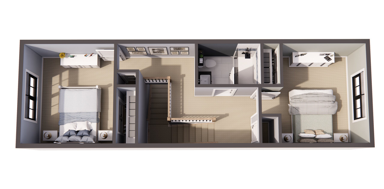 Farmhouse House Plan - Breezy Pointe 87783 - 2nd Floor Plan Dollhouse - 