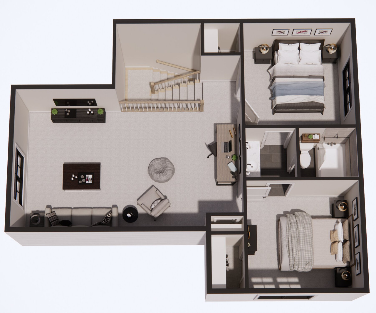 Farmhouse House Plan - Hagwood 18248 - 2nd Floor Plan Dollhouse - 